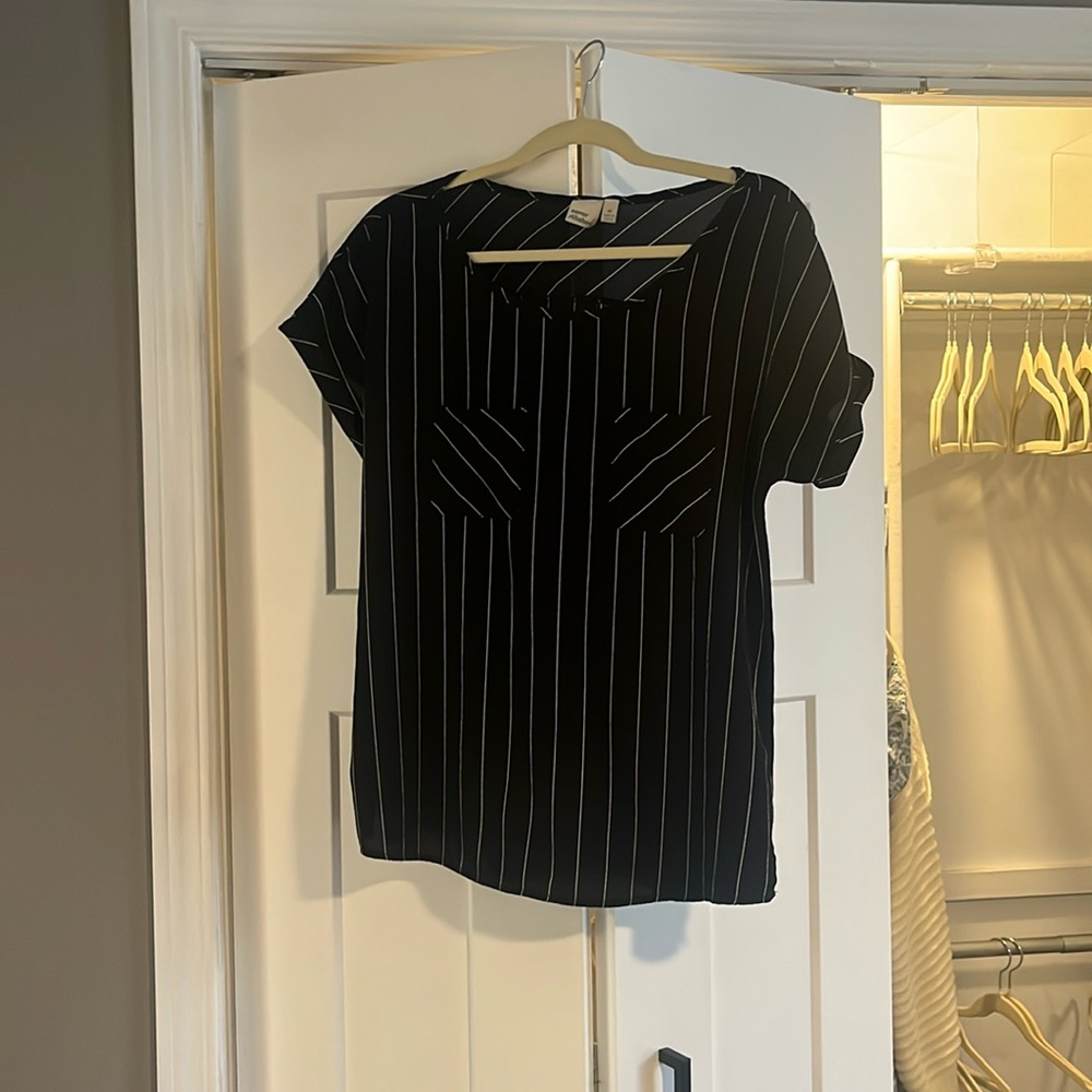Black and white striped blouse